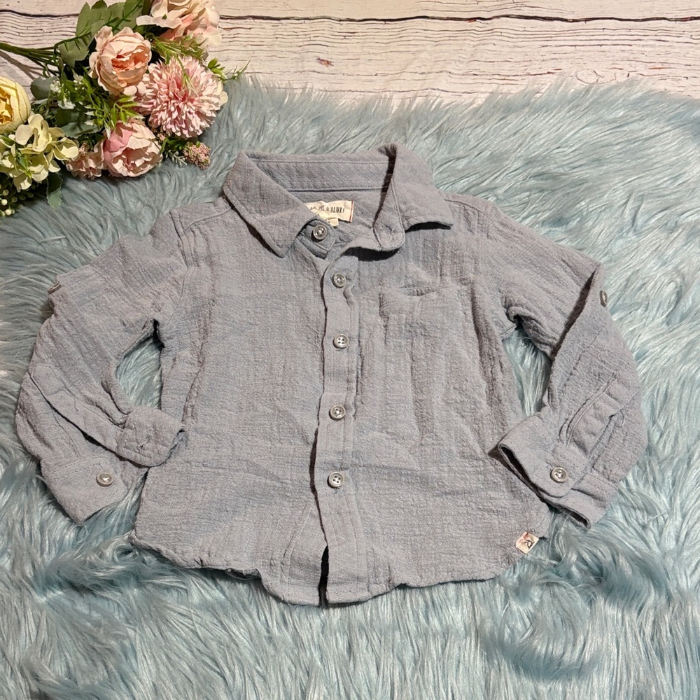Me & Henry Atwood Woven Shirt in Light Blue sz 3/4Y